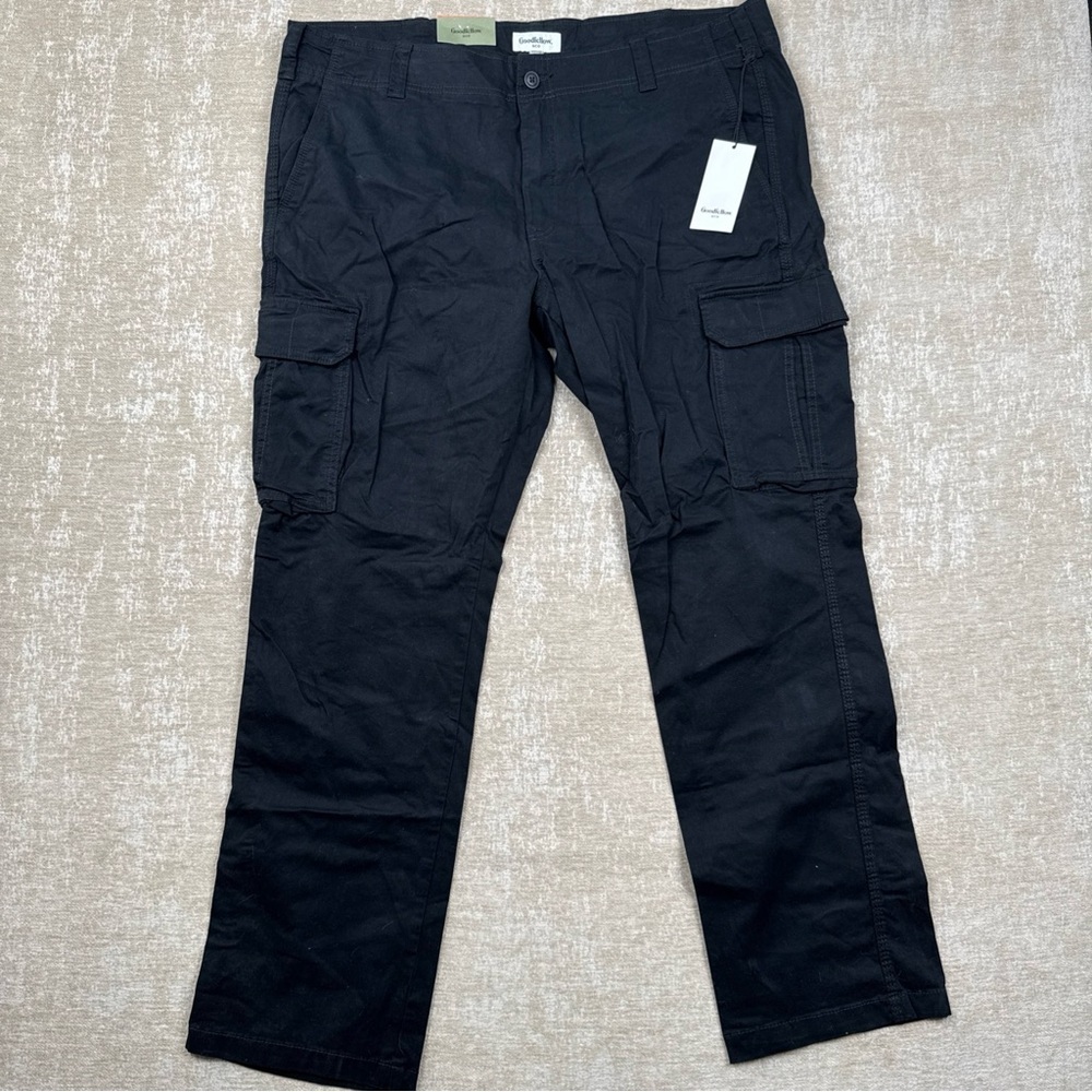 GOODFELLOW Black Relaxed Fit Tapered Leg Stretch Chino Cargo Pants 40x32